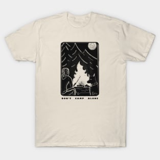 Don't Camp Alone - Girl Dog Friend Dark Print T-Shirt